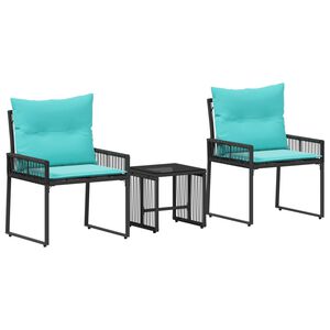 vidaXL Juego de muebles de exterior con coj&iacute;n 7 pcs Negro y Turquesa