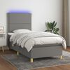 vidaXL Cama box spring colch&oacute;n y luces LED tela gris oscuro 90x190 cm