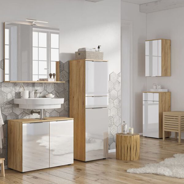 Germania Armario de ba&ntilde;o GW-Avino 27x39x68 cm blanco y roble Navarra