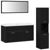 vidaXL Juego de muebles de ba&ntilde;o 4 uds. Roble Negro