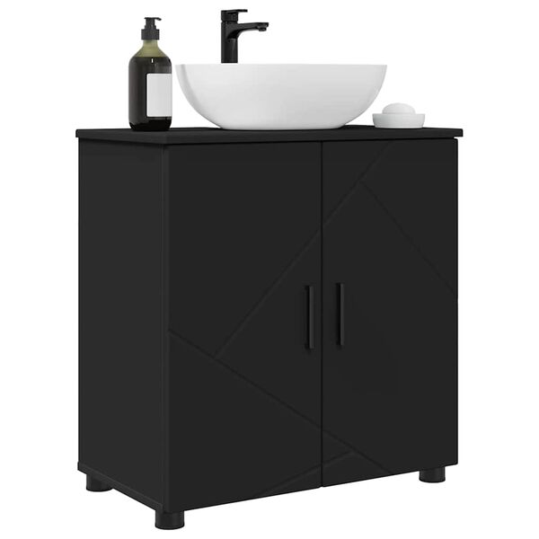 vidaXL Gabinete de Ba&ntilde;o con almacenamiento Negro 61 x 35 x 64 cm