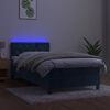 vidaXL Cama box spring colch&oacute;n y LED terciopelo azul oscuro 80x200 cm