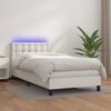 vidaXL Cama box spring y colch&oacute;n LED cuero sint&eacute;tico blanco 90x190 cm