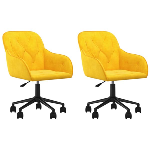 vidaXL Sillas de comedor giratorias 2 uds terciopelo amarillo