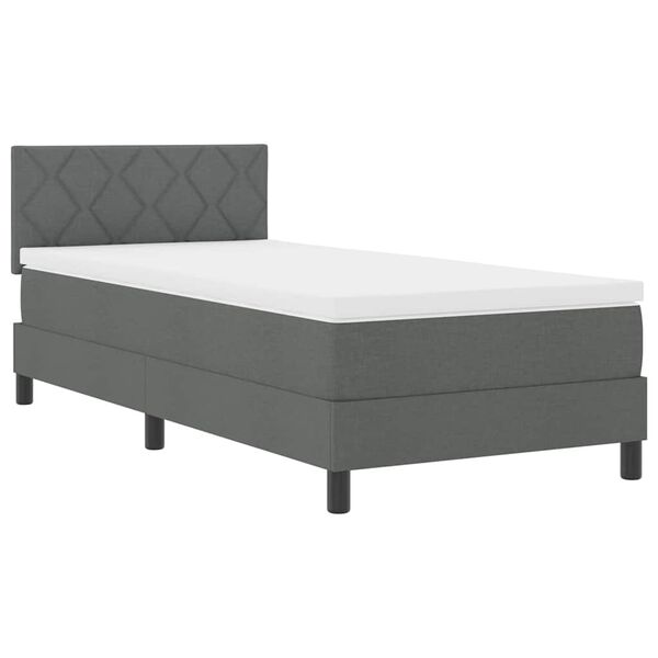 vidaXL Cama tipo Box Spring con colch&oacute;n Gris oscuro 90 x 190 cm tela