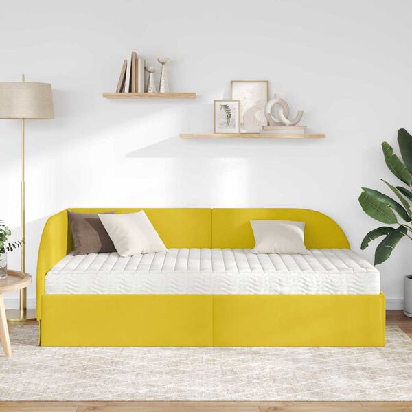 vidaXL Estructura de Cama Esquina con Colch&oacute;n Manual 2 pcs Amarillo