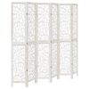 vidaXL Biombo separador de 6 paneles madera maciza Paulownia blanco