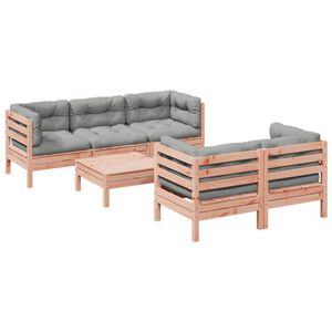 vidaXL Set de sof&aacute;s jard&iacute;n 6 pzas con cojines madera abeto Douglas