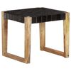 vidaXL Taburete de cuero auténtico negro y madera de mango maciza