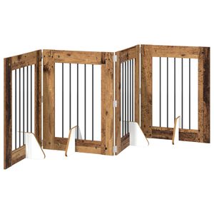 vidaXL Puerta para perros plegable con soportes 4 uds. 241 cm