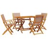 vidaXL Set de comedor de jard&iacute;n 5 pzas tela madera maciza gris taupe