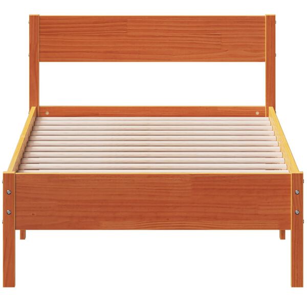 vidaXL Estructura de cama sin colch&oacute;n madera maciza marr&oacute;n 90x190 cm