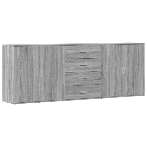 vidaXL Aparadores 3 uds madera contrachapada gris Sonoma