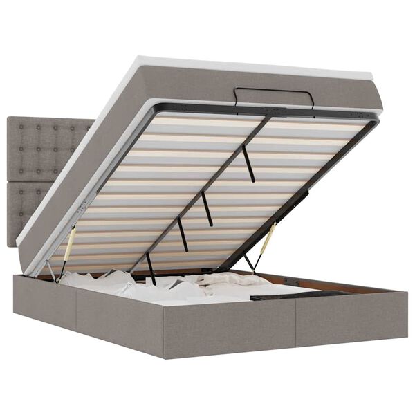 vidaXL Estructura de cama otomana colch&oacute;n tela gris pardo 140x200cm