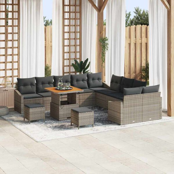 vidaXL Conjunto de sof&aacute; de jard&iacute;n 13 pcs Gris Claro y Gris Oscuro