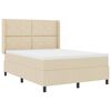 vidaXL Cama tipo Box Spring con colch&oacute;n Crema 160 x 200 cm tela