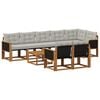 vidaXL Conjunto de sof&aacute;s de exterior 9 uds. Natural y Gris Claro