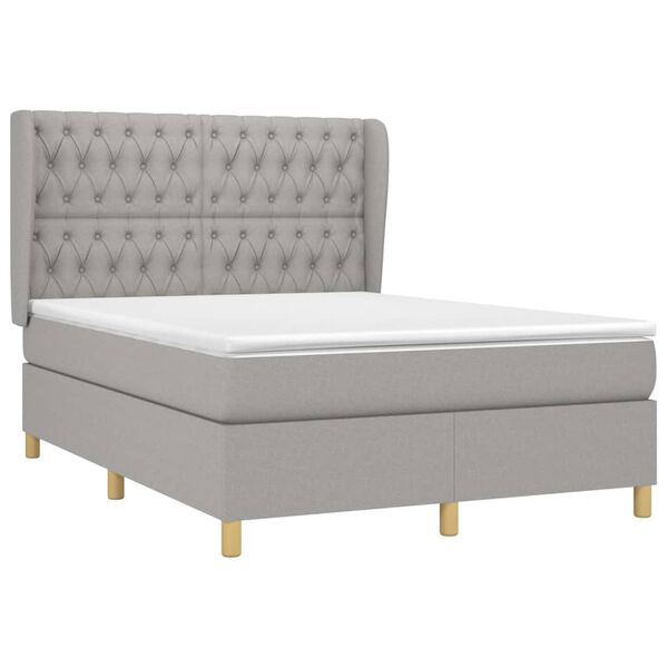 vidaXL Cama box spring con colch&oacute;n tela gris claro 140x200 cm
