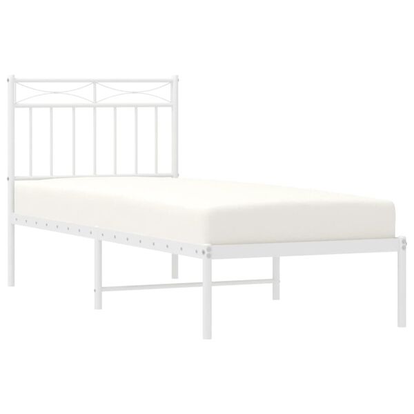 vidaXL Estructura cama sin colch&oacute;n con cabecero metal blanco 75x190 cm