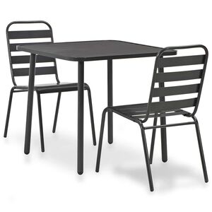 vidaXL Mesa y sillas bistr&oacute; de jard&iacute;n 3 piezas acero gris oscuro