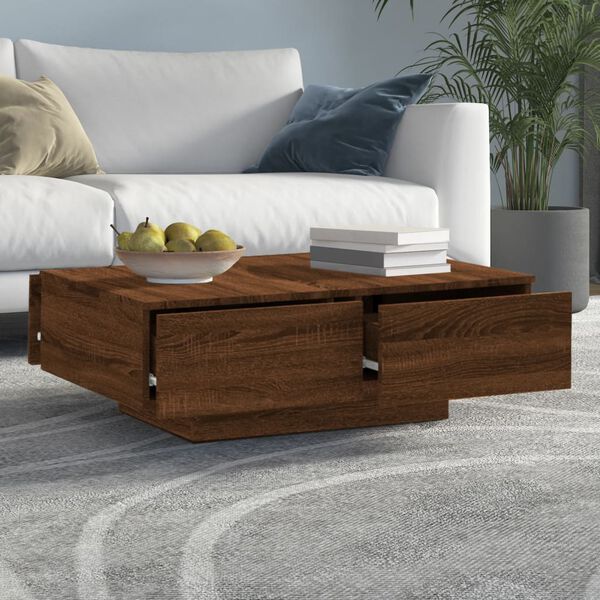 vidaXL Mesa de centro madera contrachapada roble marr&oacute;n 90x60x31 cm