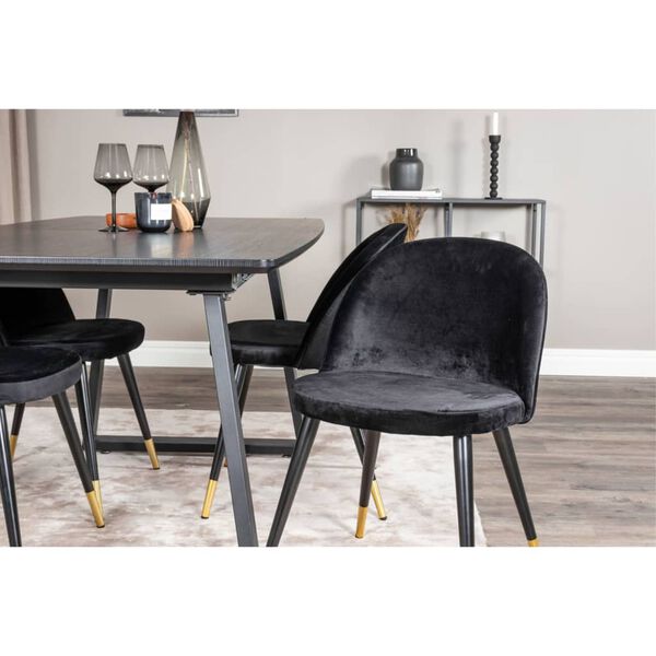 Venture Home Sillas de comedor 2 uds Velvet terciopelo negro y lat&oacute;n