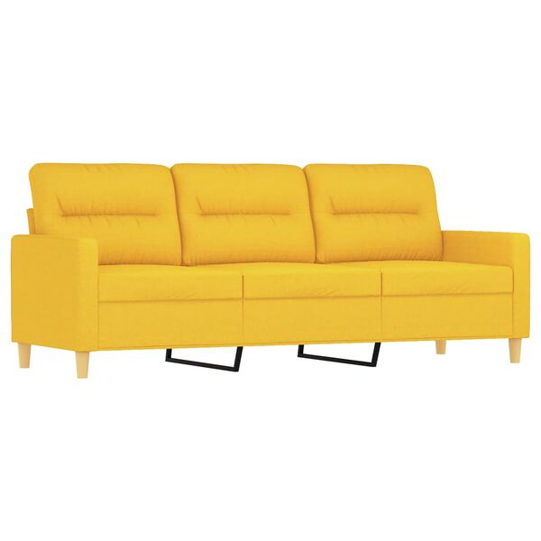 vidaXL Sof&aacute; 3 plazas con almohadas y cojines tela amarillo claro 210cm
