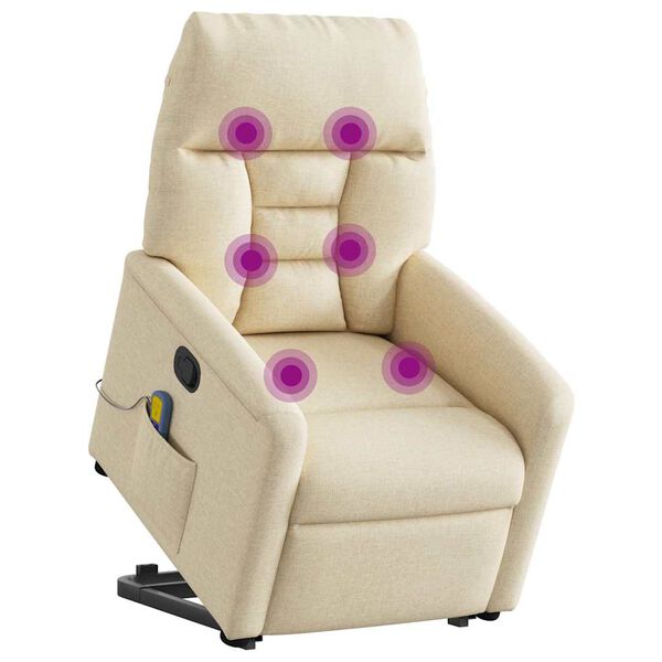 vidaXL Silla de masaje reclinable de pie de tela color crema