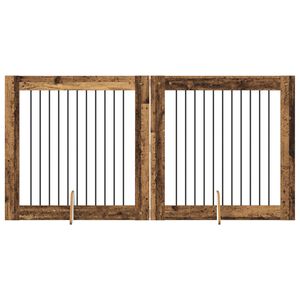 vidaXL Puerta de perro con soportes 2 pcs Madera envejecida