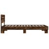 vidaXL Estructura cama madera ingenier&iacute;a metal roble ahumado 90x200 cm