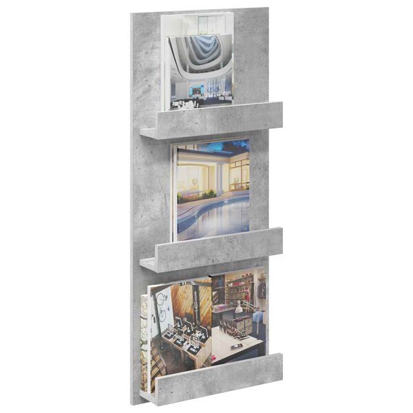 vidaXL Estante de revistas con estante Gris Concreto 43 x 11 x 102 cm