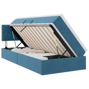vidaXL Cama con almacenamiento y LED con LED Azul Oscuro 90 x 190 cm