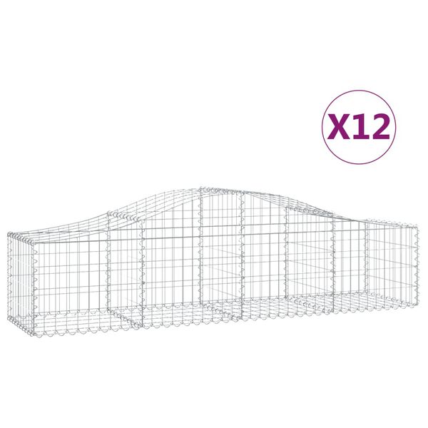 vidaXL Cestas de gaviones 12 uds forma de arco hierro 200x50x40/60 cm