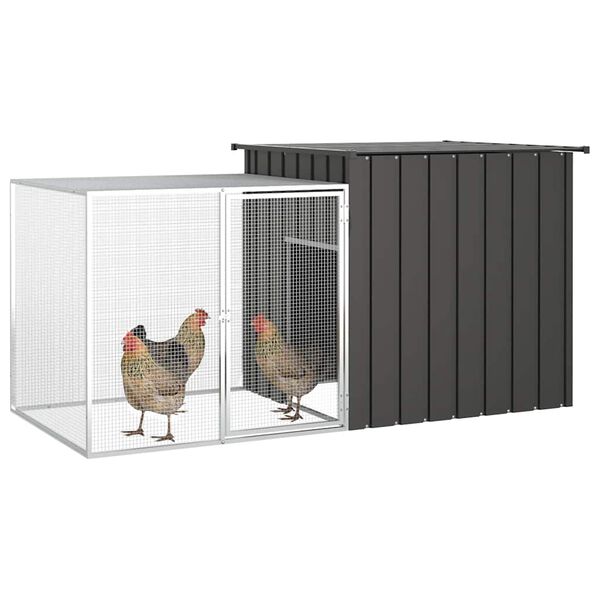 vidaXL Jaula de gallinas acero galvanizado antracita 200x91x100 cm