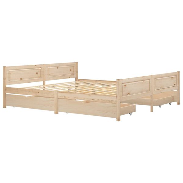 vidaXL Estructura de cama con 4 cajones madera maciza pino 200x200 cm