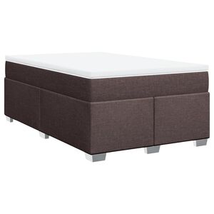 vidaXL Cama box spring con colch&oacute;n tela marr&oacute;n oscuro 120x200 cm