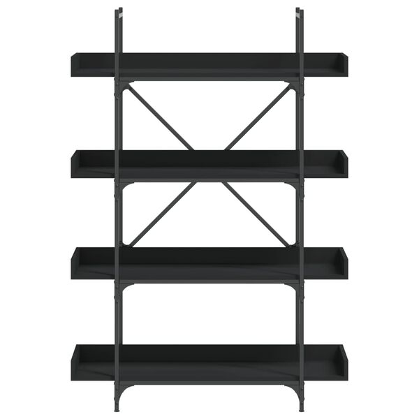 vidaXL Librer&iacute;a de 4 estantes madera ingenier&iacute;a negro 100x33x145,5 cm