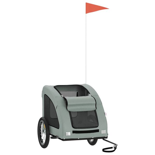 vidaXL Remolque de bicicleta mascotas hierro tela Oxford gris