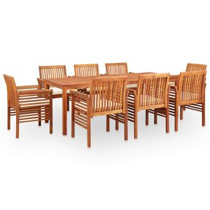 vidaXL Set comedor de jard&iacute;n 9 pzas y cojines madera maciza de acacia