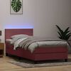 vidaXL Cama box spring con colch&oacute;n y LED terciopelo rosa 80x210 cm