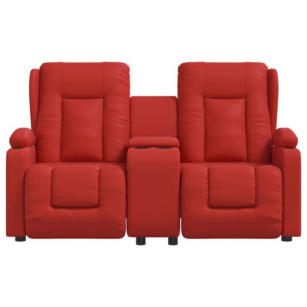vidaXL Sillón de masaje reclinable 2 plazas con portavasos rojo tinto