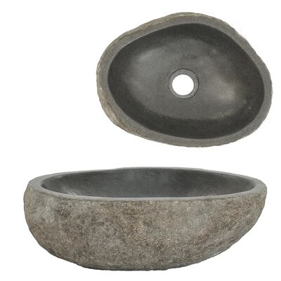 vidaXL Lavabo de piedra de río ovalado 29-38 cm