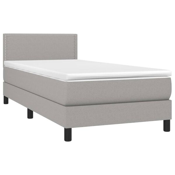 vidaXL Cama box spring con colch&oacute;n tela gris claro 80x200 cm