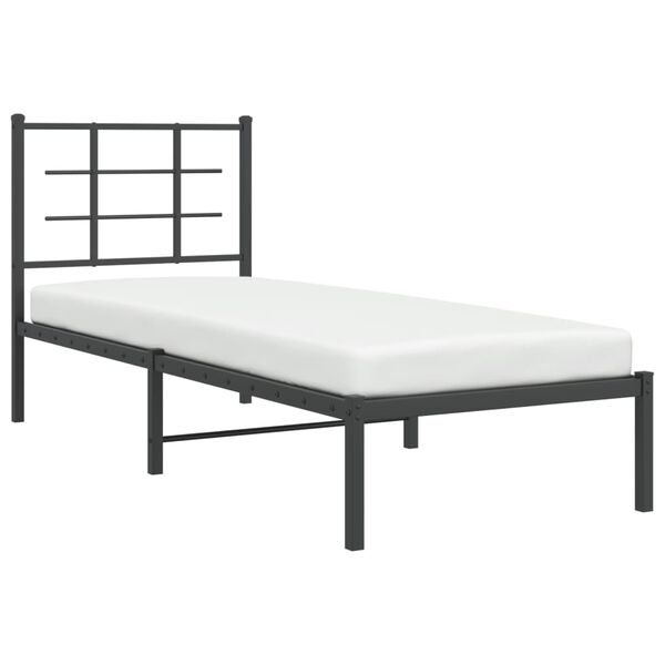 vidaXL Estructura cama sin colch&oacute;n con cabecero metal negro 75x190 cm