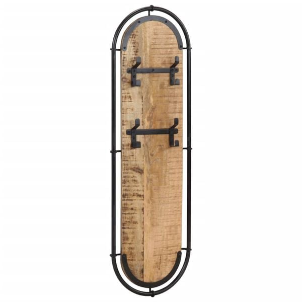 vidaXL Percheros de pared 4 ganchos 2 uds madera maciza mango rugosa
