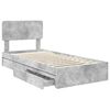 vidaXL Cama con almacenamiento con cabecera Gris Concreto 90 x 200 cm