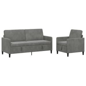 vidaXL Juego de Sof&aacute;s con Almacenamiento 2 uds. Gris oscuro Poli&eacute;ster