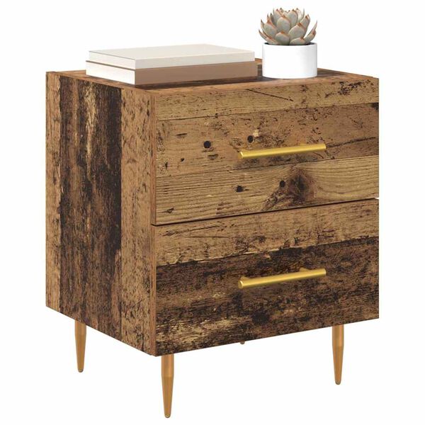 vidaXL Armario de Noche con caj&oacute;n 2 pcs Madera Vieja 40 x 35 x 47,5 cm