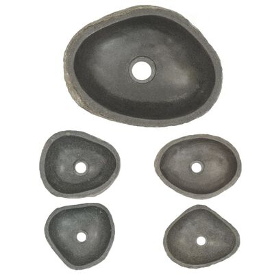 vidaXL Lavabo de piedra de río ovalado 29-38 cm