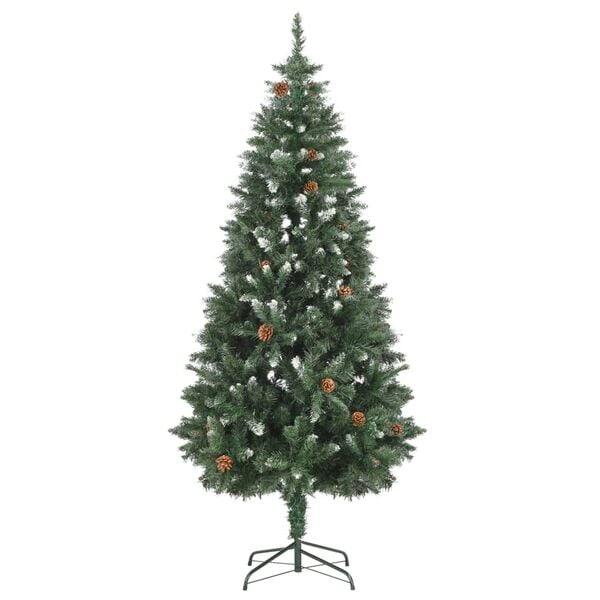 vidaXL &Aacute;rbol de Navidad artificial con pi&ntilde;as y brillo blanco 180 cm